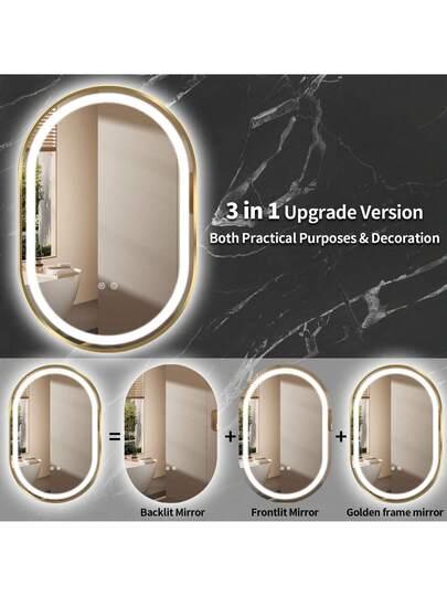 LED Bathroom Mirror, Spiegel Lights, Bathroom, Front Lighted Vanity ,Lighted Anti Fog Dimmable Adjustable Verlichting Makeup view 3