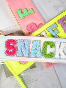 3pcs Bestselling Embroidered Letter Makeup Bag, Transparent PVC Waterproof Handheld Toiletry Pouch Zipper Bag - Multicolor - View 6