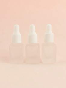 3/5/10/20pcs/Set Square Matte Empty Refillable Glass Dropper Bottles 5ml/8ml/10ml/15ml/20ml For Essential Oil, Serum, Perfume, Travel And DIY Use, White And Silver Cap