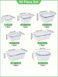 12/24pcs Food Storage Containers With LIDS Sealed, Plastic Food Containers, Used For Kitchen Storage And Organization, Sealed And Leak-Proof, Food Containers With Labels And Marks. - Black and White - View 2