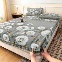 1pc Floral & Plaid Pattern Soft Comfortable Bedroom Bedding Set, Breathable Bed Skirt Made Of Soft Breathable Fabric, Home Decor, Fits Full, Queen, King Size Bed, Machine Washable (Excludes Pillow)