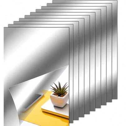 10 قطع من بلاط المرآة المرنة، بلاط مرآة بلاستيكية زخرفية لاصقة (ليست مرآة زجاجية)، مناسبة للمدرسة والمنزل والخزانة والديكور، صينية مرآة مستطيلة لوسط طاولة الطعام، ملصقات جدار الزفاف، ديكور الغرفة، ملصقات الجدار، مرآة الجدار، مرآة للغرفة، ديكور المنزل، ديكور الحمام، ديكور غرفة المعيشة