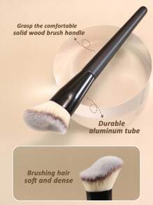 1 pezzo Pennello professionale per contouring del viso, pennello base ad alto lucido asimmetrico, adatto per illuminare il viso, in fibra sintetica avanzata morbida e lenta, adatto per principianti per definire i contorni del viso