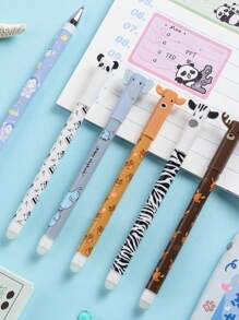 12 peças Canetas Gel com Cavalete de Animal Fofo, ponta de 0,5 mm, Lavável e Apagável, Cores Pastel com Designs Alegres - Ideal para uso em Escritório e Papelaria, Suprimentos de Escritório | Design Alegre | Suprimentos Escolares com Tinta Lavável, De Volta às Aulas