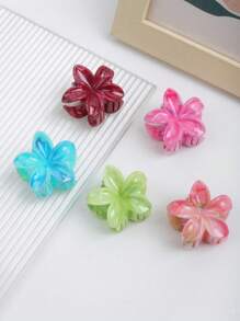 6 pièces de barrettes pour cheveux avec motif de marbre coloré de 4 cm, fleurs de marguerite fraîches et mignonnes pour queue de cheval, été