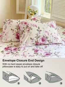3pcs/Set Floral Pattern Duvet Cover Set(1 Duvet Cover & 2 Pillowcase)Soft And Skin-Friendly Duvet Cover Bedding Set For Home, All Season Bed Sheets Set - Multicolor - View 7