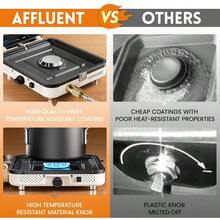 Estufa de camping de 2 quemadores de propano AFFLUENT con parrilla y bolsa de transporte. Un Must Have para la estufa de camping de propano plegable con dos quemadores ajustables, ideal para camping, BBQ en blanco - Blanco - Ver 4