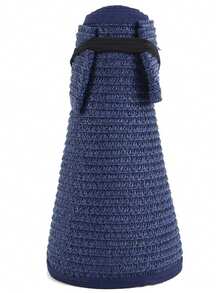 Women's Sun Visor Hats Wide Brim Straw Beach Hat Ponytail Hats For Women Foldable Floppy - A - View 9