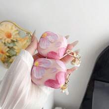 IMD 耳机盒,贝壳吊坠耳机套,油画印花防震耳机保护壳,兼容 1/2/3/4/Pro - 粉紅色 - 查看 10