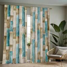 2pcs/Set Nordic Style Simple Wood Pattern Door Curtain, Lightweight And Ventilated, Suitable For Cozy Bedrooms, Chic Offices, Fashionable Kitchens, Warm Living Rooms, And Peaceful Study Rooms