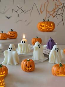 3D万圣节可爱小鬼系列香薰蜡烛硅胶模具，独特的万圣节礼物和装饰品，适用于手工艺术创作、室内DIY装饰、香薰蜡烛制作、香皂制作、树脂浇注。具有耐高温、可重复使用等特点。