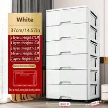 多层抽屉式收纳柜免组装床头五屉储物柜塑料加厚收纳箱可移动 - 彩色 - 查看 44