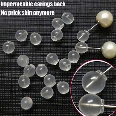 10/20/30pcs Comfort Impenetrable Soft Earring Backs Earrings Pin Backs, Soft Clear Earring Backs Replacement For DIY Jewelry Making Accessories,Silicone Transparent Cylinder Ear Studs Earring Accessories For Women Daily Wear ﻿