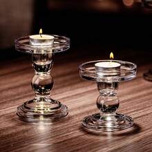 1pc Oversized Gourd Shaped Glass Candle Holder, Romantic Candlelight Dinner Decor For Hotel, Homestay, Birthday Party, Photo Shoot, Vintage Roman Column Candle & Incense Holder - White - View 6