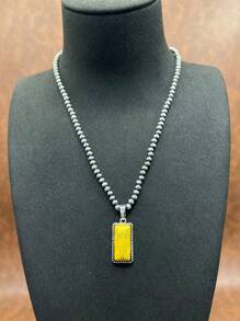 Retro Western Country Style Faux Pearl CCB Beaded Necklace Chain With Water-Drop Pendant, 3 Layers Chain Design, Matching Rectangle Earrings, Suitable For Women And Girls To Pair With Daily Outfit, Party Accessories, Jewelry, Gift For Family/Friends/Yourself