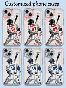 1pc Customizable Baseball Theme Transparent Phone Case, Compatible With IPhone 16 Pro Max/15/17/13/12 Mini/11/XS Max/6 7 8 Plus, Made Of TPU Material, Best Gift For Baseball Fans - White - View 7