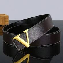 POYYAS Men For Women Fashion Designer Belt Luxury Letter Smooth Buckle Belt Alloy V Buckle Belts Women Belts Gifts Waistband- Perfect Accessory For Business And Casual Occasions - 白銀色 - 查看 2