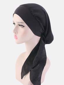 Feather Print Head Wrap Silk Bonnet Satin Bonnet Hair Sleep Cap - Multicolor - View 10