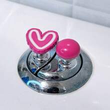2pcs Bear Heart Flower Round Toilet Flush Assist Button, Protect Nail Art, Indoor And Car Decoration, Drawer And Wardrobe Handle, More Comfortable Life And More Exquisite Gift For Friends