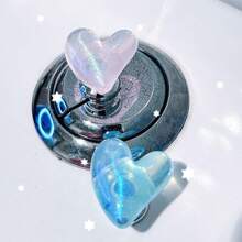 2pcs Heart-Shaped Flashing Flashing Toilet Flush Assist Button, Protecting Nail Art, Indoor And Car Decoration, Drawer And Wardrobe Handle, A More Comfortable Life And A More Exquisite Gift For Friends