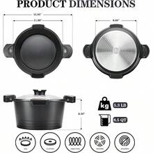 Stainl Steel Stock Pot 27.5 Quart 11.4 X 13.4 Inch Heavy Duty With Glass Lid Daily Pick - Black - View 6