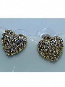ZIRCONIA PLATED NECKLACE AND EARRING SET - GOLDEN HEART - View 2