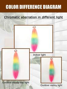 1-2 件装 26 英寸橙黄绿渐变色 DIY 编发接发 | 女士合成 Yaki 直发耐热蓬松马尾 | 适合万圣节、圣诞节、节日派对 - 彩色 - 查看 7