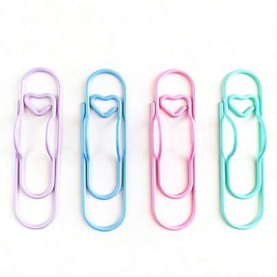 6pcs Random Color Coated Paper Clip, Pen Holder & Pen Clip Set - Multifunctional Metal Paper Clips, Bookmarks, Notebook Pen Clips, Office Supplies, Portable & Convenient