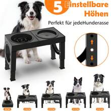 Elevated Dog Bowls Foldable,With Slow Feeder And No Spill Water Bowl, Raised Pet Bowl Stand For Large Sized Dogs,5 Heights Adjustable Elevated Pet Bowls Cat Food And Water Feeding Bowl Set, 9/11/12/14 Inch, Black