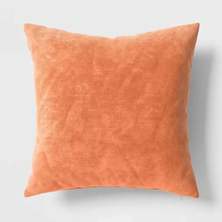 Washed Cotton Velvet Square Throw Pillow Pink -Essential For The Family - Limited-Time Discount - 1 - 查看 1
