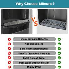 硅胶滴水盘 - 适用于饮水机、冰箱和咖啡机的通用防滑垫，带排水槽的防滑台面保护垫