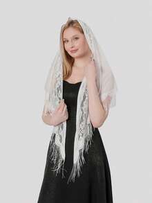 1 件女士柔软纯色透明雪纺披肩，派对舞会礼服配饰