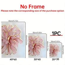 1 件套粉色牡丹花金色点缀帆布墙艺术画，现代北欧装饰墙艺术，适用于卧室、客厅、办公室，无框架 - 彩色 - 查看 2