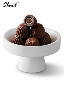 shoxil 1件装宽口矮脚陶瓷甜品碗/干果盘/小吃盘/冰淇淋碗 - 寬口甜點杯 - 查看 7