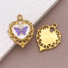 2pcs Fashion Enamel Stainless Steel Butterfly Charm High Quality Gold-Plated Love Butterfly Spacer Beads Pendant For DIY Bracelet Necklace Jewelry Making Craft Accessories
