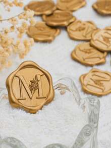 30/50pcs Letter Wax Seal Stickers, Gold Foil Self-Adhesive Wax Seal Stickers, Envelope Sealing Stickers, Gold Foil Stickers, Suitable For Thanksgiving Cards/Gift Wrapping/Wedding Engagement Party Invitations, Birthday Parties, Christmas And Other Occasions. - Bronze - View 5
