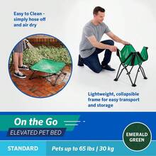 Coolaroo On-The-Go Elevated Dog Bed - Foldable Pop-Up Travel Dog Bed With Breathable, Moisture-Resistant Fabric, Carry Bag Included, Lightweight & Portable, Emerald Green, Standard - 翡翠綠 - 查看 7
