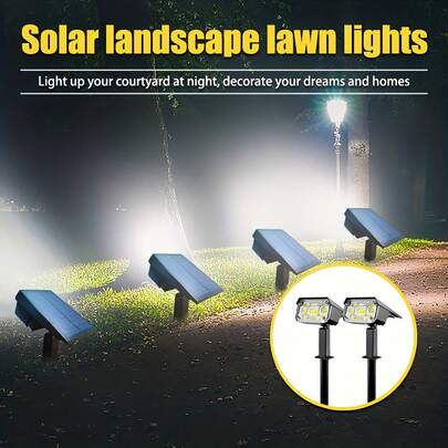 1/2/4/6 pezzi Faretti solari, Luci solari per prato, Fari solari da esterno, Impermeabili IP65, 3 modalità di illuminazione, 38 LED Accensione/Spegnimento automatico. Adatti per cortile, villa, patio, gazebo, giardino, prato, terrazza, vialetto, viale e altre aree che necessitano di illuminazione. Decorazioni natalizie solari da esterno, Luci natalizie, Luci fatate.
