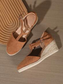 Fashionable & Elegant Casual Versatile Daily Commute Solid Color Casual Commuting Outdoor Outdoor Party Elegant Party Resort Fashion Fabric Lace-Up Women's Thick Bottom Wedge High Heel Shoes Female Shoes Autumn Shoes Flats Beach Holiday Wedding Party Home Outdoor All Season