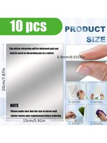 10 Pcs, Acrylic Mirror Stickers, Self-Adhesive Decorative Plastic Mirrors, Suitable For School Education, Home Wall Wardrobe And Storage Cabinet Decoration, Rectangular Mirror Tray, Suitable For Dining Table Center Decoration, Wedding Supplies Mirror Wall Wall Decor Room Decor Wall Mirror Mirror For Room Home Decor Bathroom Decor Living Room Decor