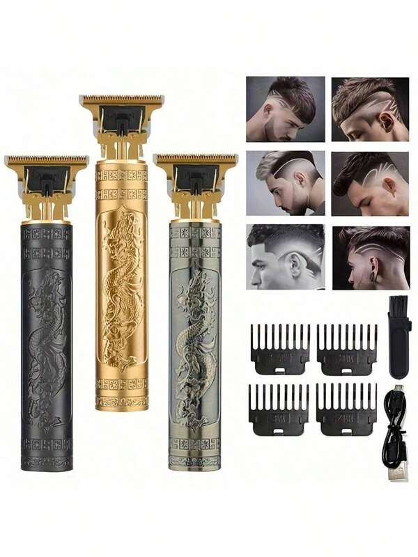 Aparador de pelos sem fio vintage T9, barbeador elétrico, aparador de barba masculino (corpo de plástico)