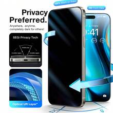 BOLLYMORE 1pc Privacy Screen Protector Film For IPhone 17 Pro Max/17 Pro/17/AIR/16 Pro Max/16 Pro/15 Pro Max/15 Plus And Earlier Models (11-14/X Series) - 25° Anti-Peeping, Compatible With Phone Cases, Suitable For Cafes/Gyms Safety Protection (9H Scratch-Resistant) - Black - View 6