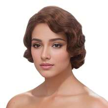 Peluca sintética de los años 20 para mujer, pelo Natural ondulado corto para, Cosplay Retro completo para Halloween,, disfraz diario, peluca Flapper DU7G - Peluca-4 - Ver 4