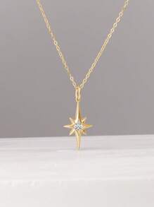 1 pezzo Collana con pendente a forma di stella del nord in zirconia, in argento sterling 925, elegante e versatile, gioiello di moda regalo adatto per uso quotidiano e occasioni.