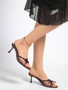 Dép xỏ ngón đế xuồng họa tiết da báo và nơ chất lượng cao năm 2025 dành cho nữ - màu nâu - Xem 7