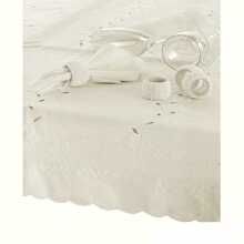 Elegant Oblong Embroidered Tablecloth - 170x360cm - Soft Marshmallow Color For Dining And Special Occasions