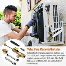 Valve Core Remover Installer Tool And HVAC Service Wrench Set With Hex Bit Adapters, R410A Adapter 5/16 Female 1/4 Male Flare, 3/8'' To 1/4'', 5/16'' X 1/4'' Refrigeration Service Wrench, 10pcs Valve Core