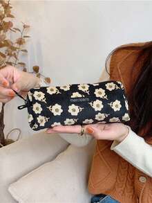 1 件复古艺术化妆刷收纳袋便携式化妆收纳整理袋带拉链多功能铅笔盒适合女士和女孩适合日常使用旅行必需品度假暑假返校学校用品袋学校旅行包女士化妆包旅行用品