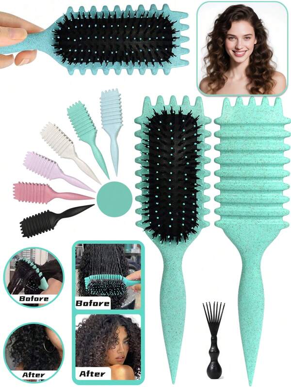 Nouvelle brosse définissant les boucles 2025 - Brosse pour cheveux bouclés définissant le style, brosse à boucles pour cheveux bouclés mouillés, façonnage et définition des boucles pour femmes