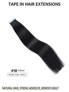 接发带 100% 雷米真人发 16-26 英寸直发无缝皮肤纬纱接发带 40 克/包 接发带 接发带 - Natural Black - 查看 3